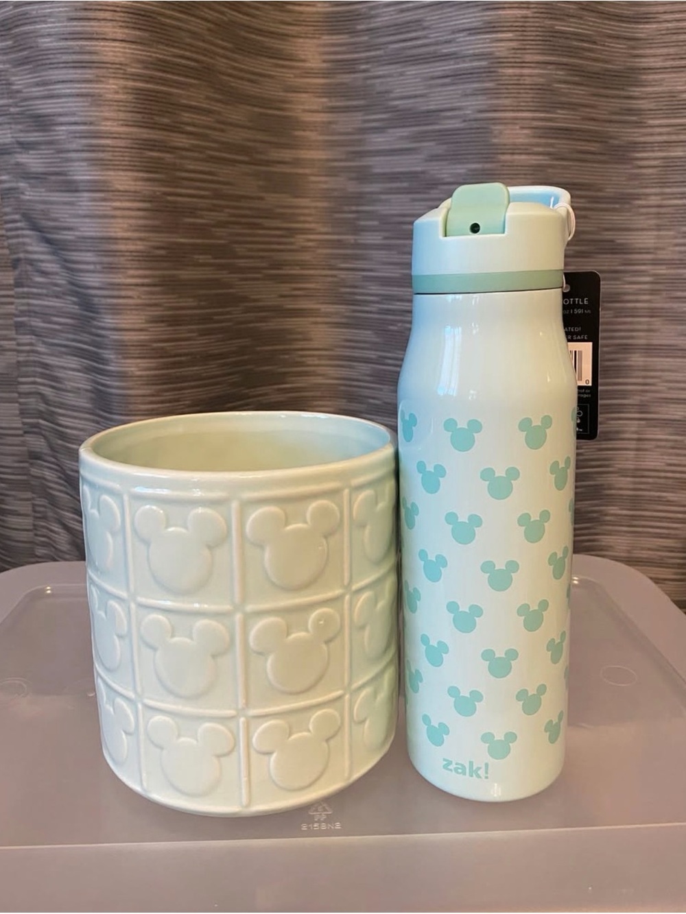 Mint Mickey Pattern Stainless Steel Water Bottle and planter